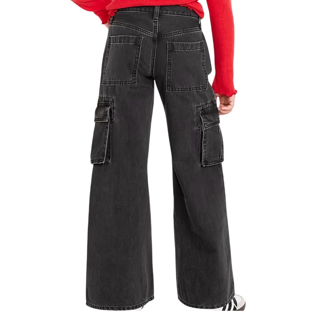 Old Navy Women's Black Boyfriend Cargo Jeans 6 stetchy baggy loose fitting y2k